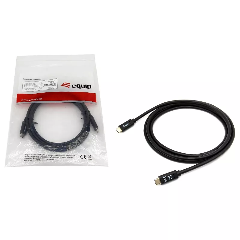 USB-C-auf-USB-C-Kabel EQUIP 128348, USB 3.2 Gen 1 (5 Gbit/s), PD 60 W, 0,5 m, schwarz