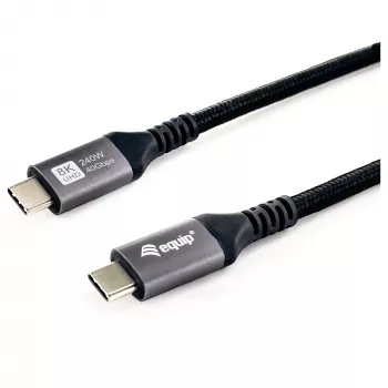 USB4 Gen3x2 C–C Kabel EQUIP 128380, 0.5 m, PD 3.1 240W, 40 Gbps, 8K/60Hz, Schwarz