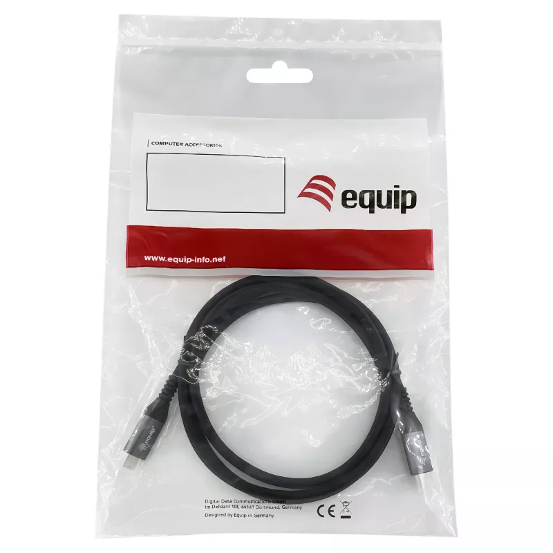USB4 Gen3x2 C–C Kabel EQUIP 128380, 0.5 m, PD 3.1 240W, 40 Gbps, 8K/60Hz, Schwarz