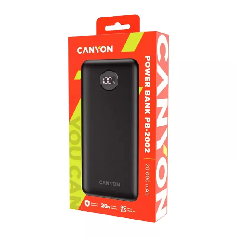 Canyon PB-2002 Powerbank 20.000 mAh PD20W schwarz