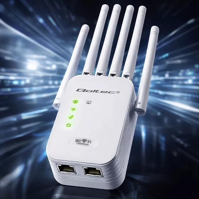 Wi‑Fi‑Signalverstärker QOLTEC AC1200 – QOLTEC AC1200 Dualband‑Signalverstärker