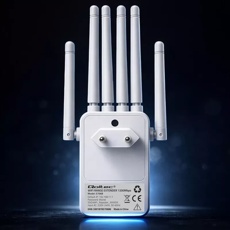Wi‑Fi‑Signalverstärker QOLTEC AC1200 – QOLTEC AC1200 Dualband‑Signalverstärker