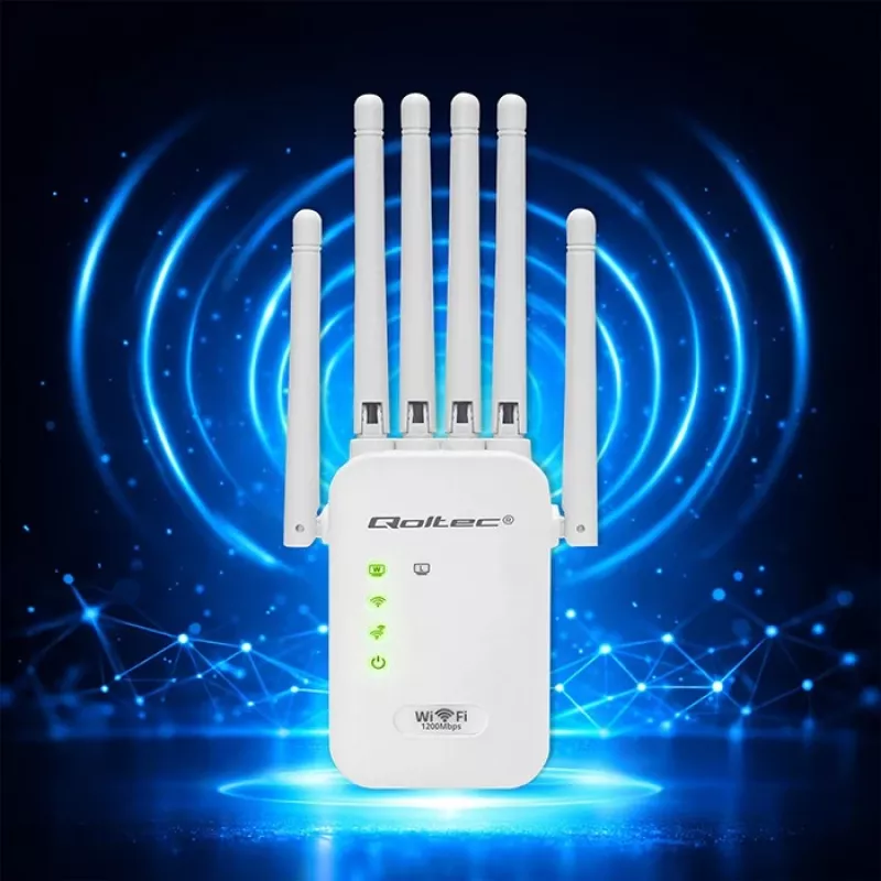 Wi‑Fi‑Signalverstärker QOLTEC AC1200 – QOLTEC AC1200 Dualband‑Signalverstärker