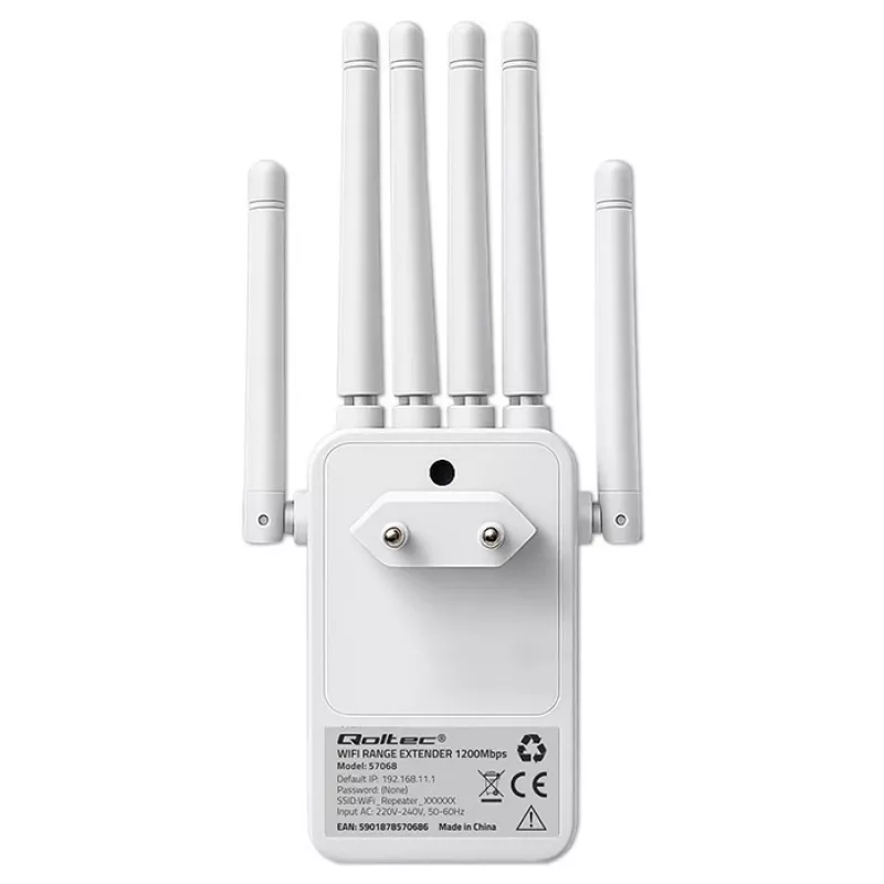 Wi‑Fi‑Signalverstärker QOLTEC AC1200 – QOLTEC AC1200 Dualband‑Signalverstärker