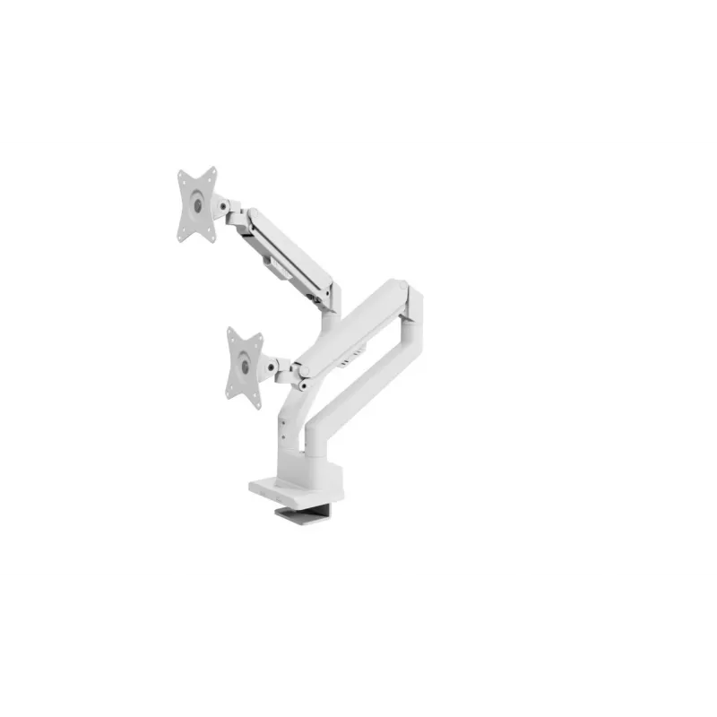 Monitor-Tischhalterung Arozzi AZ-ALZARE-NEO-DUO-WT für 2 Bildschirme, bis zu 81,3 cm (32 Zoll), 18 kg gesamt, VESA 75x75–100x100, weiß