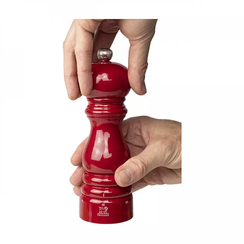 Pfeffermühle PEUGEOT Paris 18 cm uSelect, rot lackiertes Holz, einstellbarer Mahlgrad