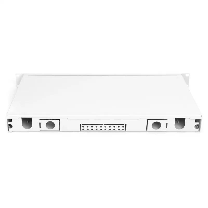 Glasfaser-Spleißbox DIGITUS DN-96330/9APC 1U, bestückt mit 6x LC-APC DX, OS2, Polymer/Stahl, hellgrau