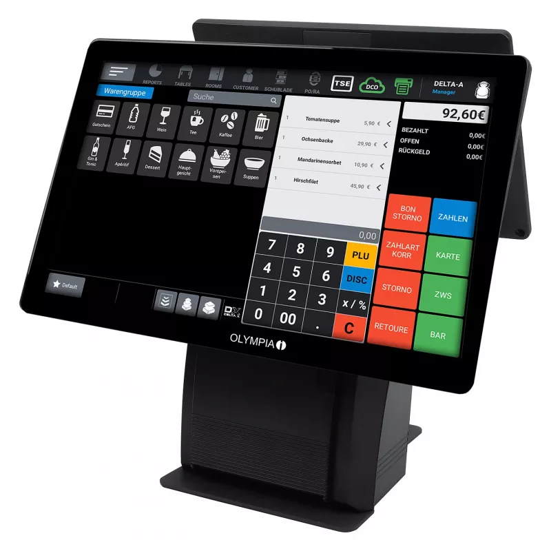 All-in-One Olympia T215DK 38,1 cm (15 Zoll) Touchscreen Android 11, Thermodirektdrucker 8 cm, schwarz