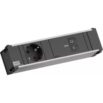 Bachmann CONI BM0023770 Einbaumodul 1x CEE7/3-Steckdose 1x USB-C/C 100W schwarz L=0,2m