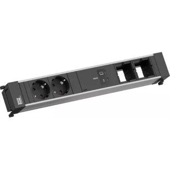 Powerframe-Steckdosenleiste Bachmann BM0023845 mit 2x CEE7/3-Steckdosen, 1x USB-C (100W), 2x Anschlussmodulen, 0,2 m Kabel