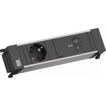 Power Frame Steckdosenmodul Bachmann BM0023854 mit 1x CEE7/3-Steckdose und 1x USB‑C-auf-USB‑C-Kabel mit 100W, L=0,2m