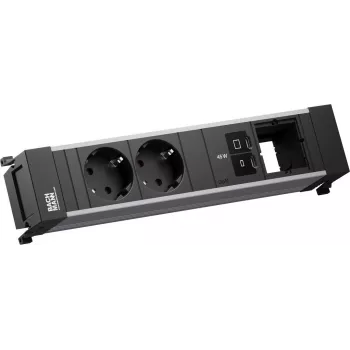 Power Frame Steckdosenleiste Bachmann BM0024207 mit 2x CEE7/3-Steckdosen, 1x USB-C PD 45W, 1x Anschlussmodul, 0,2 m Kabel