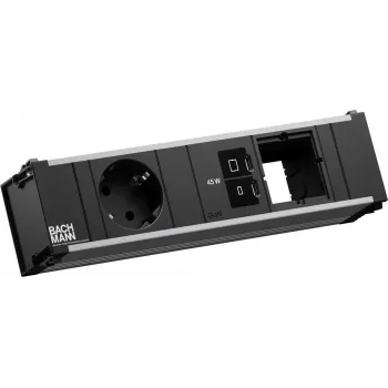 Steckdosenleiste Bachmann CONI mit 1x CEE 7/3-Steckdose, 1x USB-C PD 45W, 1x Netzanschluss, 0,2 m Kabel