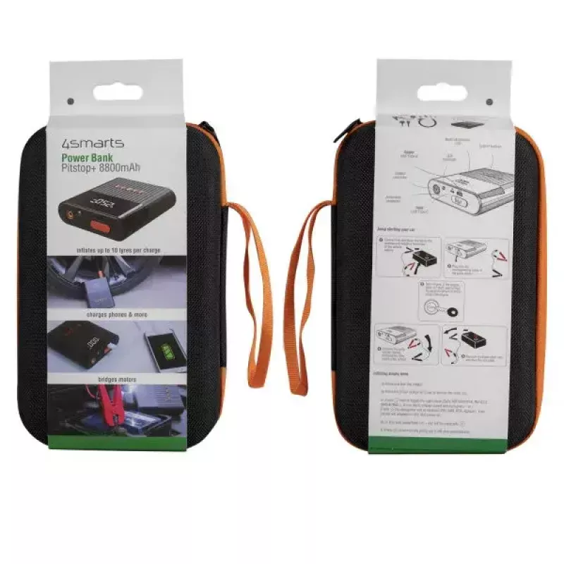 4smarts Fahrzeug-Starthilfe 456312 — 300 A Startstrom, 2 A Ausgang, 16,6 V Batterie, Schwarz