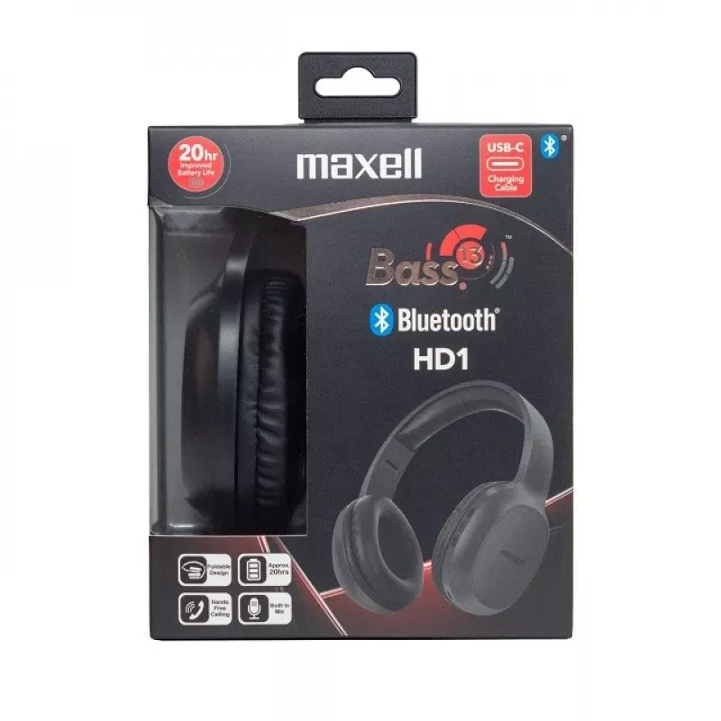 MAXELL HD1 BASS Bluetooth-Kopfhörer mit USB-C-Ladefunktion, bassbetontem Klang, kabelloses Over-Ear-Design
