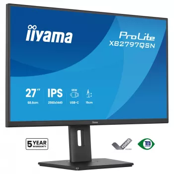 Computermonitor IIYAMA ProLite XB2797QSN-B1 27 Zoll 2560x1440 Quad HD LCD IPS, matt, USB 3.2 Hub, Lautsprecher, höhenverstellbar, VESA