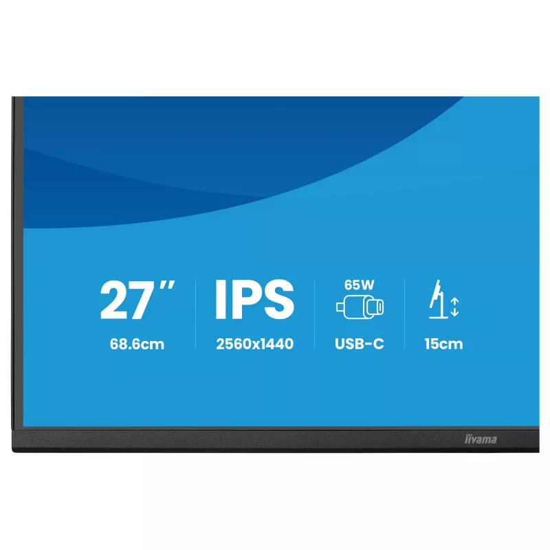Computermonitor IIYAMA ProLite XB2797QSN-B1 27 Zoll 2560x1440 Quad HD LCD IPS, matt, USB 3.2 Hub, Lautsprecher, höhenverstellbar, VESA
