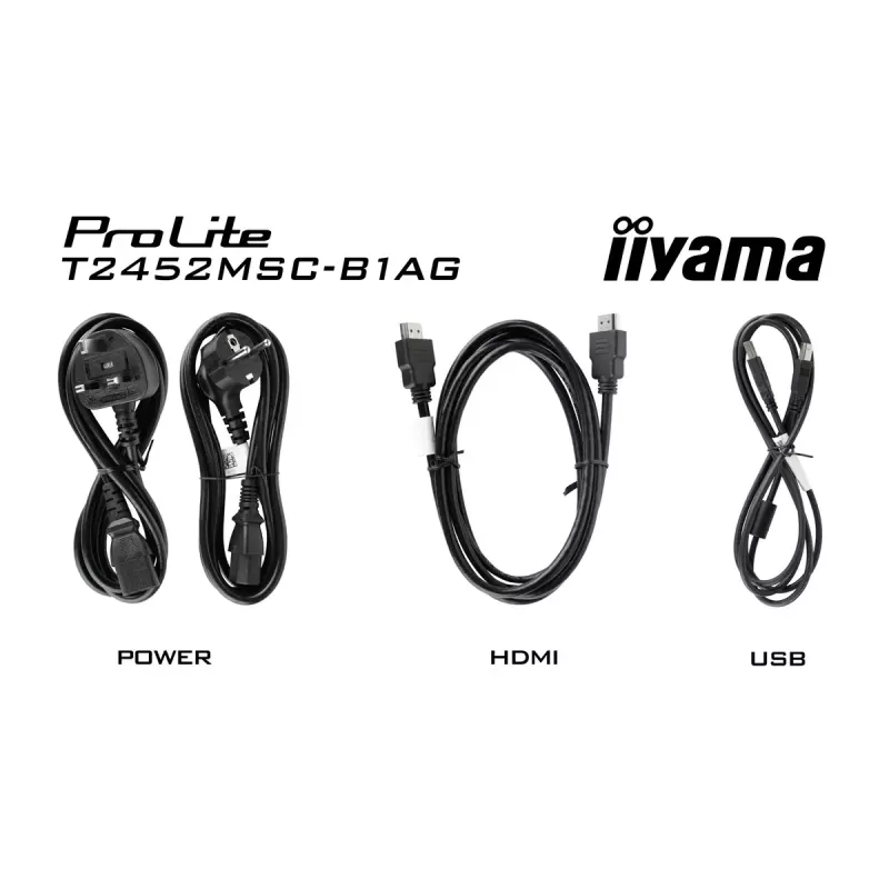 IIYAMA ProLite T2452MSC-B2AG 24 Zoll Full HD IPS Touchscreen-Monitor 1920×1080, 5 ms, USB 3.2 Hub, Lautsprecher, VESA