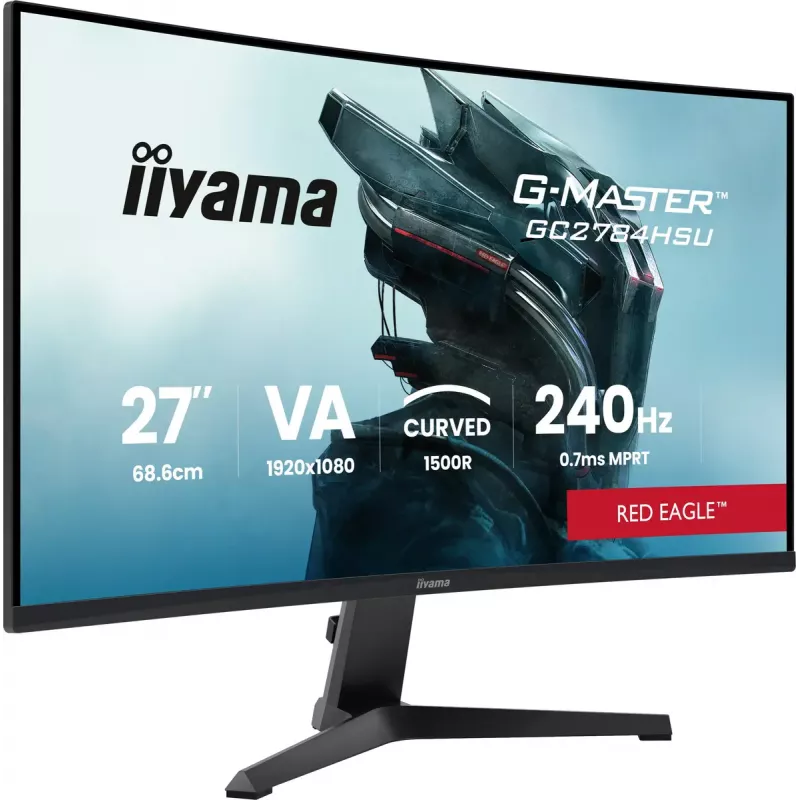 27 Zoll iiyama G-MASTER GC2784HSU-B1 gebogener VA-Monitor 240 Hz Full HD 1920x1080 USB-Hub Lautsprecher VESA