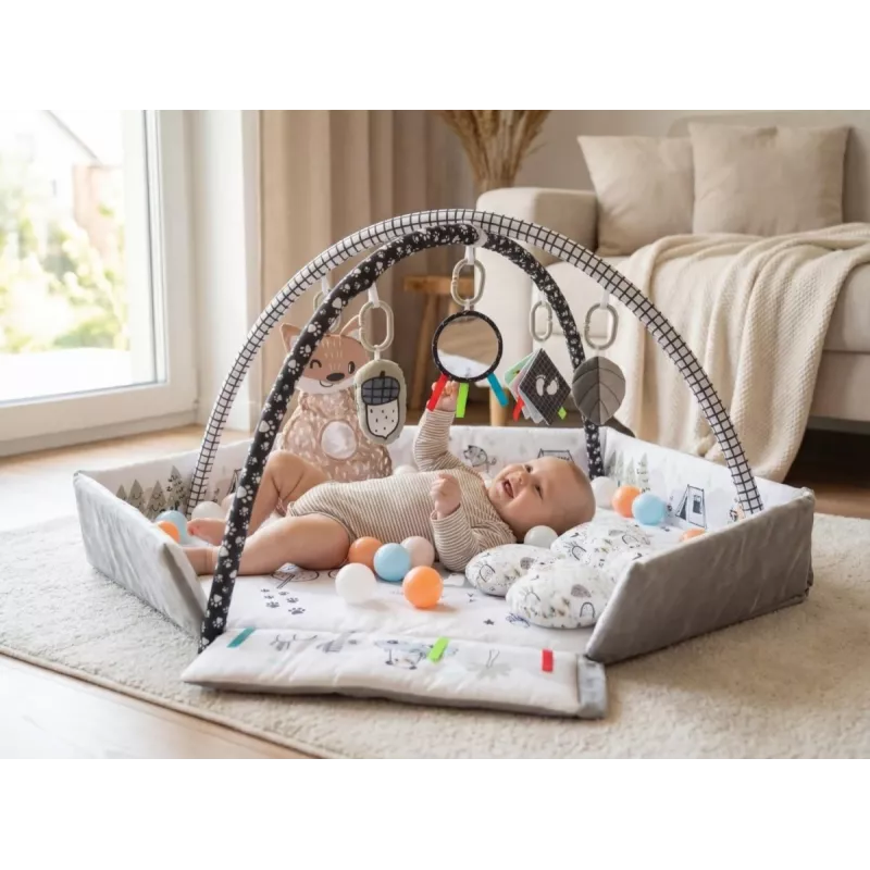 Baby-Spielmatte milly mally Baby Mat 5in1 Minky – multifunktionale 5-in-1-Babymatte für Bauchlage, Spielen, Ruhen, Krabbeln, Reisen