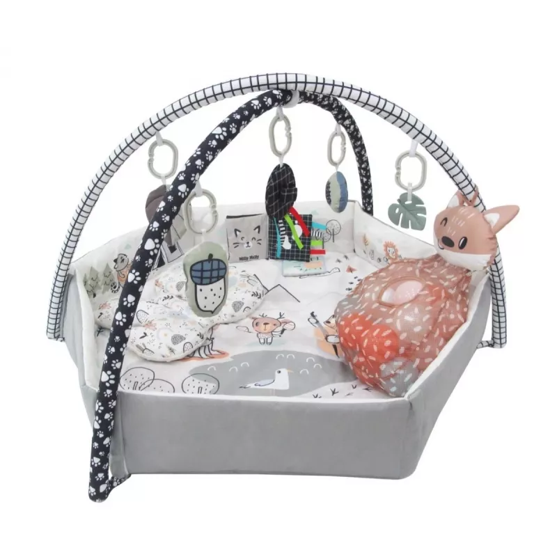Baby-Spielmatte milly mally Baby Mat 5in1 Minky – multifunktionale 5-in-1-Babymatte für Bauchlage, Spielen, Ruhen, Krabbeln, Reisen