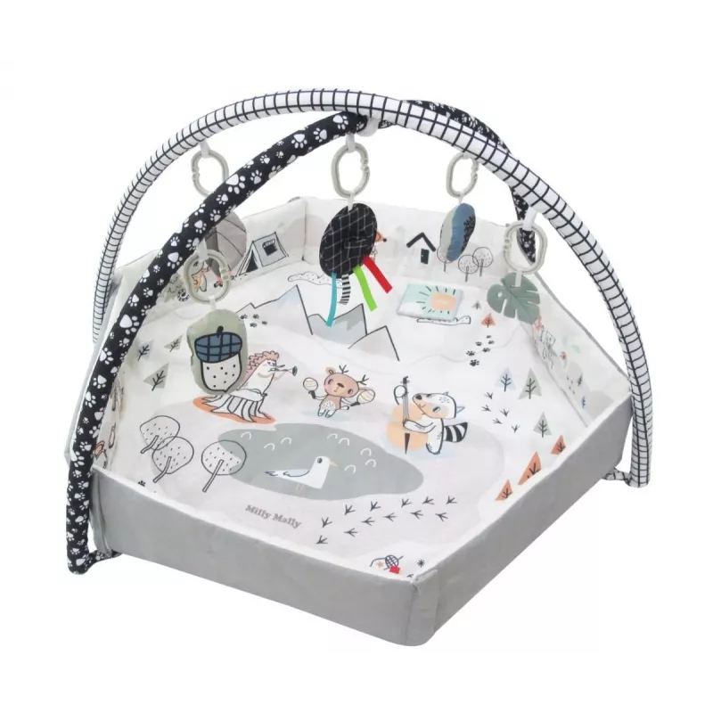 Baby-Spielmatte milly mally Baby Mat 5in1 Minky – multifunktionale 5-in-1-Babymatte für Bauchlage, Spielen, Ruhen, Krabbeln, Reisen