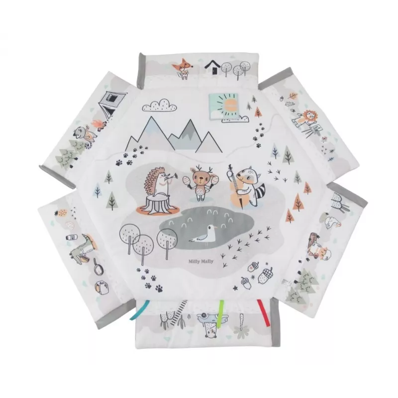 Baby-Spielmatte milly mally Baby Mat 5in1 Minky – multifunktionale 5-in-1-Babymatte für Bauchlage, Spielen, Ruhen, Krabbeln, Reisen