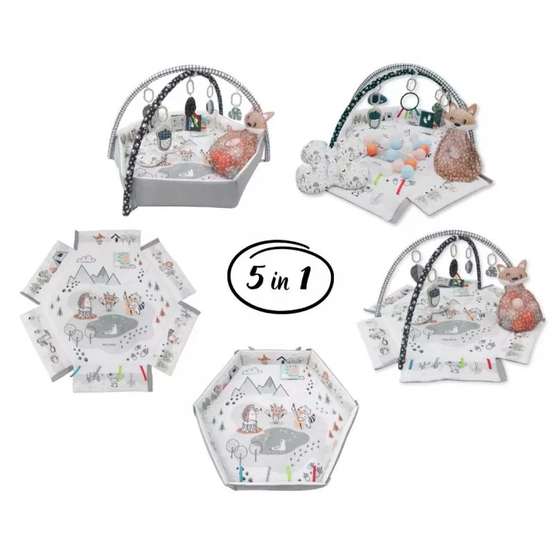 Baby-Spielmatte milly mally Baby Mat 5in1 Minky – multifunktionale 5-in-1-Babymatte für Bauchlage, Spielen, Ruhen, Krabbeln, Reisen