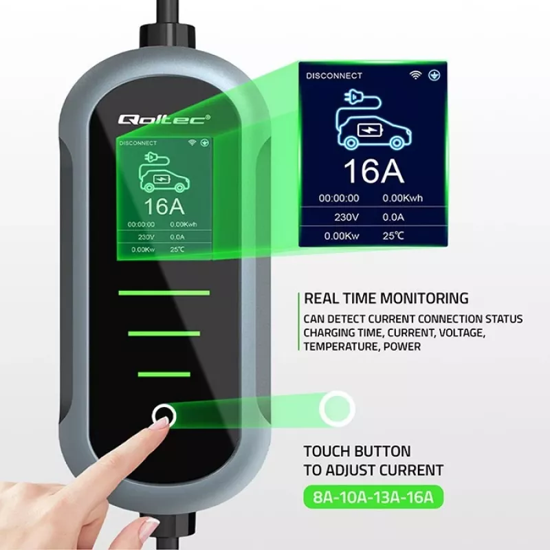 Elektroauto-Ladegerät QOLTEC 11 kW 400 V CEE 16 A mit WiFi