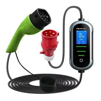 Wandmontiertes Elektroauto-Ladegerät QOLTEC 7 kW 230V CEE 32A mit Wi‑Fi und LCD (Modell 52721)