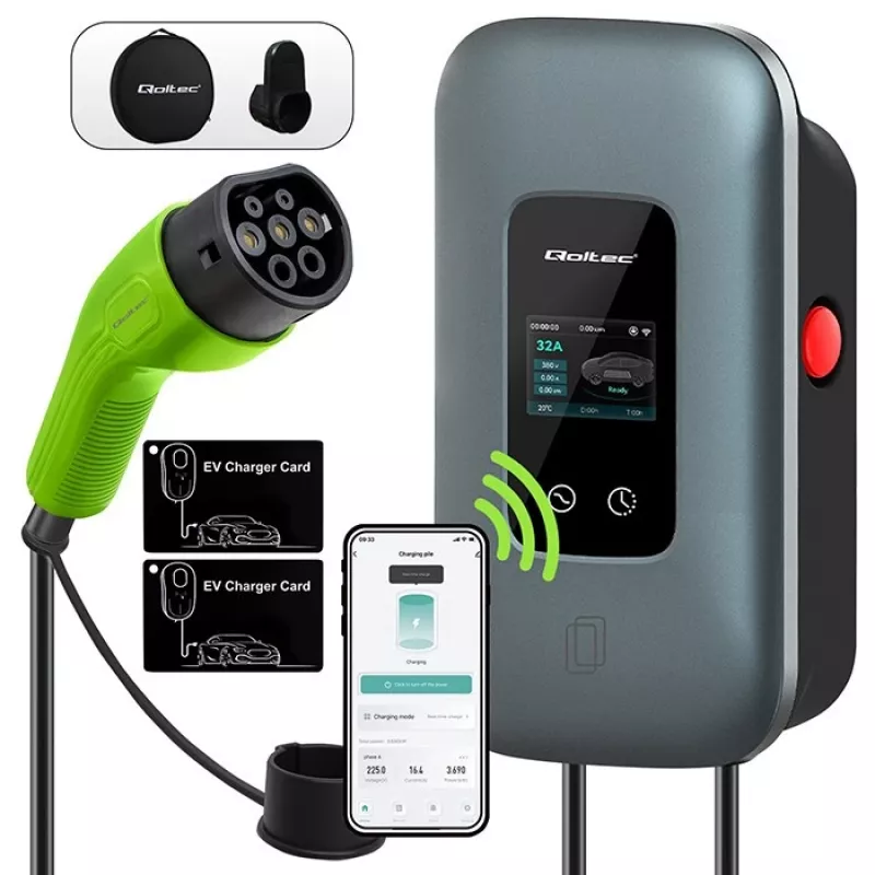 EV-Ladestation QOLTEC 3-phasig 22 kW 32 A mit WLAN (Modell 52723)
