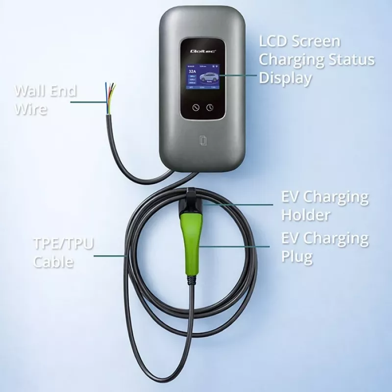 EV-Ladestation QOLTEC 3-phasig 22 kW 32 A mit WLAN (Modell 52723)