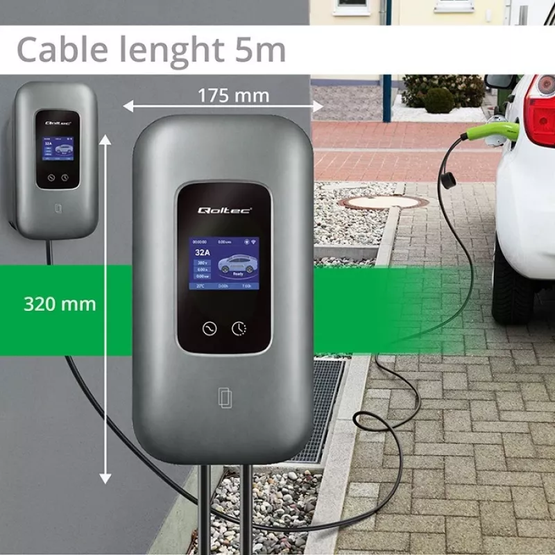 EV-Ladestation QOLTEC 3-phasig 22 kW 32 A mit WLAN (Modell 52723)