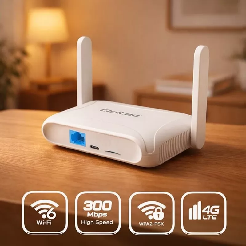 Router QOLTEC 56980 – 4G LTE Mobilfunkrouter mit Wi‑Fi 6
