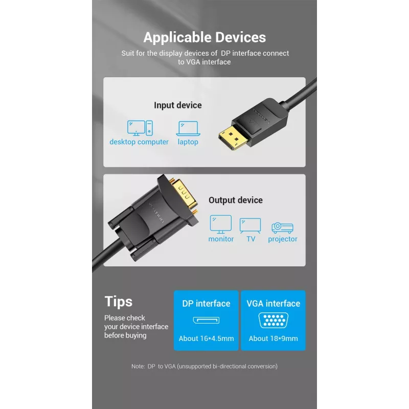 DP auf VGA-Kabel 2M/SCHWARZ Hblbh Vention
