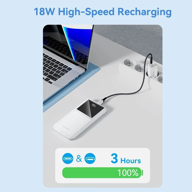 Powerbank USB 10000MAH 22.5W/SCHWARZ FHKB0 Vention