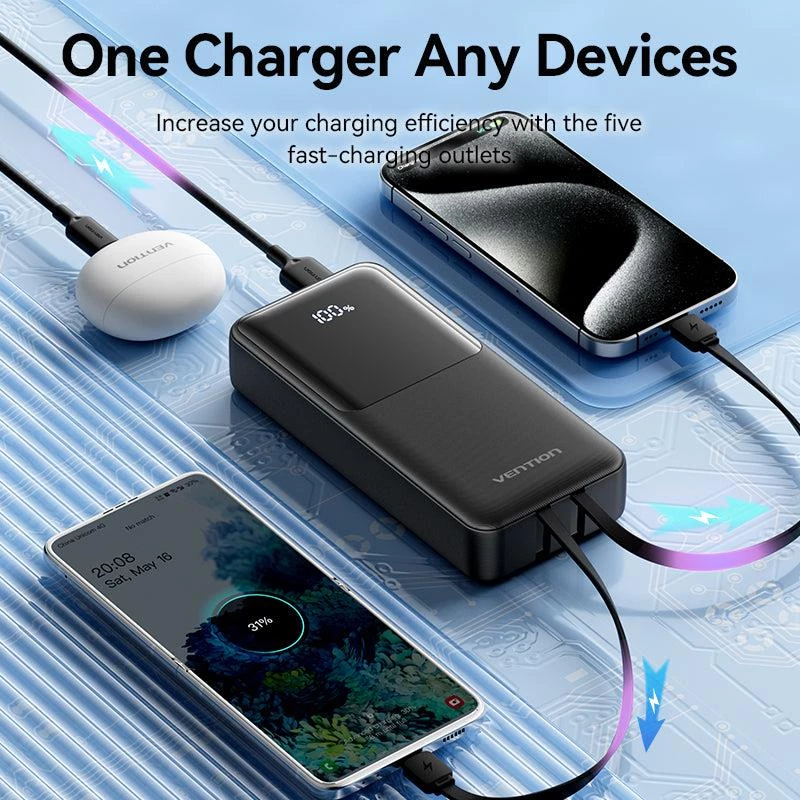Powerbank USB 20000MAH 22.5W/SCHWARZ FHPB0 Vention
