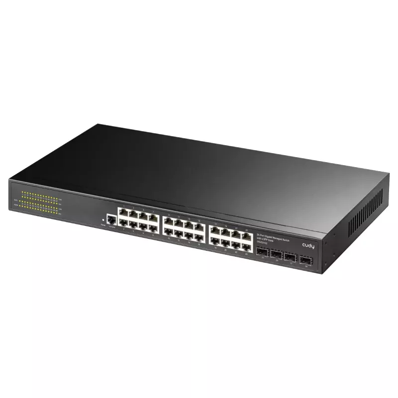 Managed L2 Gigabit Ethernet Switch Cudy GS2008S2 mit 8 RJ-45 10/100/1000 Ports und 2 SFP, 1U Rackmount, Schwarz