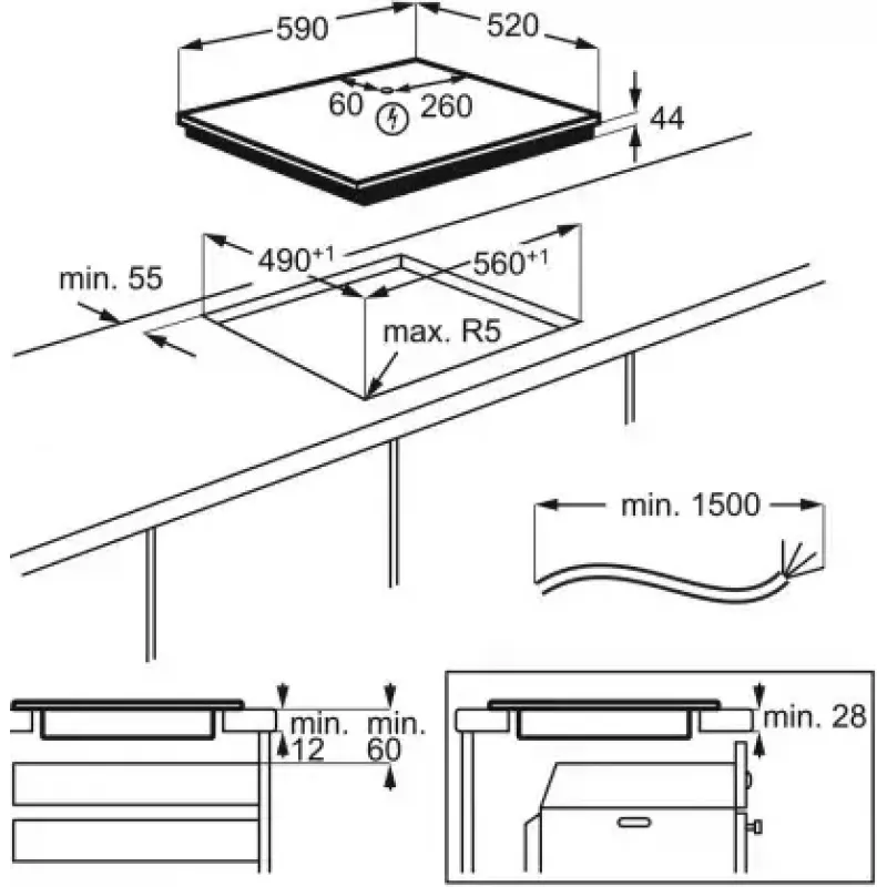 Eingebautes Induktionskochfeld Electrolux EIT61443B, 4 Zonen, Touch-Bedienung
