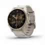 Smartwatch GARMIN Fenix 8 43 mm, 1,3 Zoll AMOLED 416×416, Touchscreen, Wi‑Fi, GPS, 32 GB, Gold Gehäuse, Graues Lederarmband