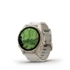 Smartwatch GARMIN Fenix 8 43 mm, 1,3 Zoll AMOLED 416×416, Touchscreen, Wi‑Fi, GPS, 32 GB, Gold Gehäuse, Graues Lederarmband