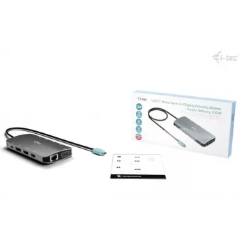 Dockingstation ITEC i-tec USB-C Metal Nano 3x Display (DP, HDMI, VGA) mit Power Delivery 100 W, 4x USB-A, Gigabit Ethernet