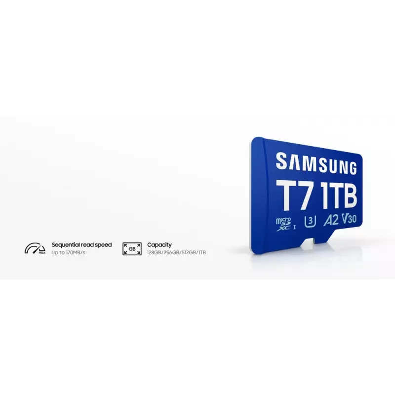 MicroSDXC-Speicherkarte Samsung T7 256 GB UHS-I U3 V30 Lesen 170 MB/s Blau