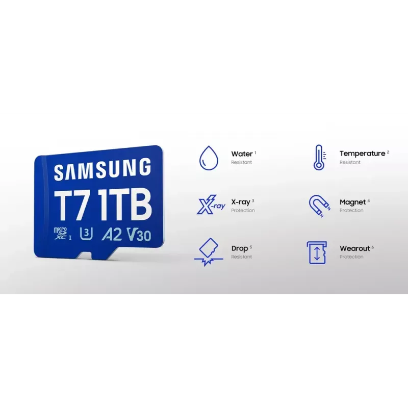 MicroSDXC-Speicherkarte Samsung T7 256 GB UHS-I U3 V30 Lesen 170 MB/s Blau