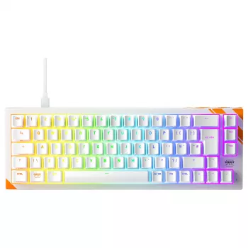 Mechanische Gaming-Tastatur Cherry K5 Pro TMR Compact — 65% QWERTY USB Kabelgebunden, RGB, Magnetischer Schalter, Orange/Weiß