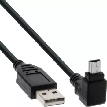 InLine USB 2.0 Kabel USB A Stecker auf Mini-USB B Stecker, 90° nach oben abgewinkelte Anschlüsse, 1,5 m, schwarz