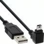 USB Typ A Stecker / Mini-USB Stecker 5 Pin abgewinkelt 90° schwarz 0,3m InLine 34203