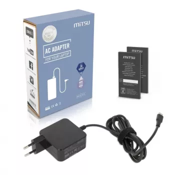 MITSU AC Adapter USB-C 45 W Type-C (Schwarz) — 45W USB-C Stromadapter für tragbare Geräte