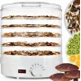 Extralink Home Großer Dörrautomat für Pilze, Obst, Gemüse und Kräuter Leistungsstarker Pro 500W + 5 Tabletts 27cm Weiß