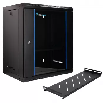 Extralink Lite 12U 530X400 WANDMONTAGE Rackschrank Schwarz Mit Einlegeboden